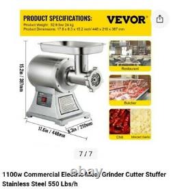 1100W Commercial Meat Grinder Mincer Sausage Maker Heavy Duty Electric Efficient