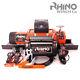 12v 13500lb Electric Rhino Winch Heavy Duty 4x4 Recovery + Mounting Plate
