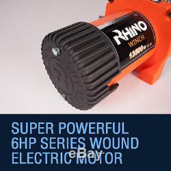 12v 13500lb Electric Recovery RHINO WINCH, 4x4 Steel Cable, Heavy Duty