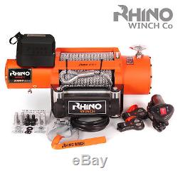 12v / 24v Electric 4x4 Recovery Rhino Winch 20000lb Steel Cable Heavy Duty Truck