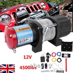 12v Electric Winch, 4500lb(2045kg) 15m Wire Rope, Heavy Duty 4x4, ATV Recovery