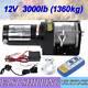 12v Electric Winch Steel Cable 3000lb Heavy Duty Atv Trailer Boat Recovery Uk
