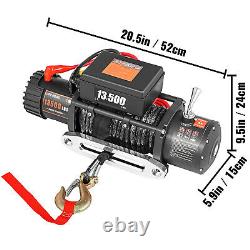 13500LB Electric Recovery Winch 12V Heavy Duty 4x4 Synthetic Rope Romote Control
