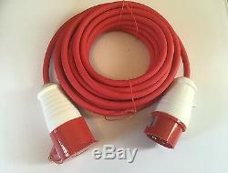 16amp 3 Phase 415v Red 5 Pin Extension Lead Rubber Cable Heavy Duty Industrial