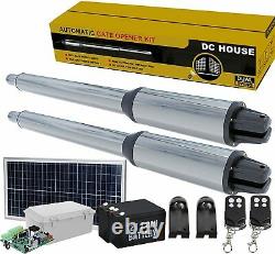 24V DC/AC Solar Automatic Gate Opener Kit Heavy Duty Dual Swing Up to 16.4 Feet