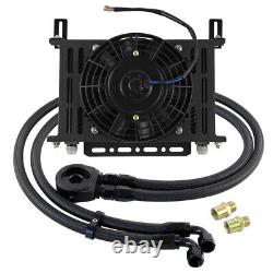 25 Row Heavy Duty Engine Transmission Oil Cooler with 7 Electric Fan Mount Kit