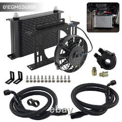 25 Row Heavy Duty Engine Transmission Oil Cooler with 7 Electric Fan Mount Kit