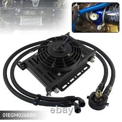 25 Row Heavy Duty Engine Transmission Oil Cooler with 7 Electric Fan Mount Kit