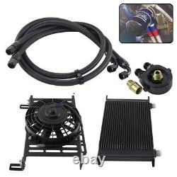 25 Row Heavy Duty Engine Transmission Oil Cooler with 7 Electric Fan Mount Kit