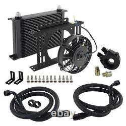 25 Row Heavy Duty Engine Transmission Oil Cooler with 7 Electric Fan Mount Kit