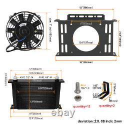 25 Row Heavy Duty Engine Transmission Oil Cooler with 7 Electric Fan Mount Kit