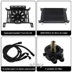 25 Row Heavy Duty Engine Transmission Oil Cooler with 7 Electric Fan Mount Kit