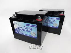 2x LEOCH 12V 50AH (replaces 40ah & 42ah) Mobility Scooter Batteries