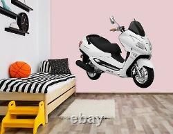 3D White Electric Car B173 Car Wallpaper Mural Poster Transport Wall Stickers We