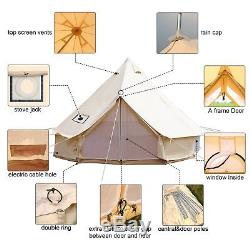 4 Season 4M Cotton Canvas Bell Tent Glamping Camping Party Yurt withElectric Entry