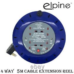 4 Way 5m 10m Heavy Duty Cable Extension Reel Lead Gang Mains Socket Electrical