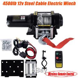 4500LBS Electric Winch Recovery Heavy Duty 12V Remote Control Rope Trailer Truck