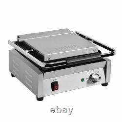 Buffalo Bistro Ribbed Contact Grill Large Electric Stainless Steel Heavy Duty