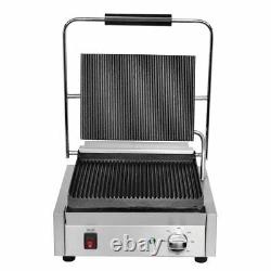 Buffalo Bistro Ribbed Contact Grill Large Electric Stainless Steel Heavy Duty