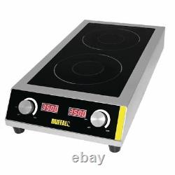 Buffalo Heavy Duty Double Induction Hob Stainless Steel Silver Colour