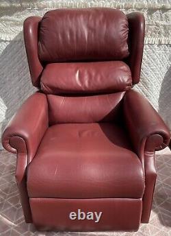 Burgandy Leather Rise And Recline Recliner Chair Heavy Duty 160kg Can Del Local