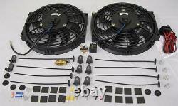 Dual 10 Electric Heavy Duty Radiator Cooling Fans + Thermostat & Mount Kit