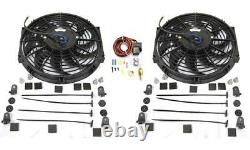 Dual 12 S-Blade Heavy Duty Electric Radiator Cooling Fan + Thermostat Relay Kit