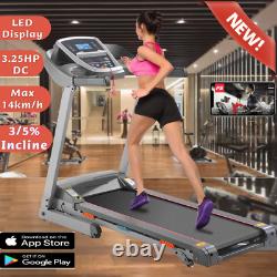 Electric Foldable Treadmill Heavy Duty 3.25HP Motorised Running Machine LED UK