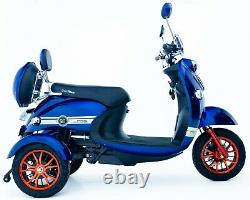 Electric Mobility Scooter 3 Wheeled Blue Exclusive Eco 60V100AH 600W Unique NEW
