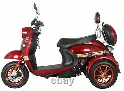 Electric Mobility Scooter 3 Wheeled Red 60V100AH 600W GREEN POWER FREE Insurance