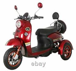 Electric Mobility Scooter 3 Wheeled Red 60V100AH 600W GREEN POWER FREE Insurance