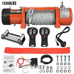 Electric Recovery Winch 12V 13500lb Heavy Duty Steel Cable 4x4 For Car ATV Boat