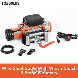 Electric Recovery Winch 12V 13500lb Heavy Duty Steel Cable 4x4 For Car ATV Boat