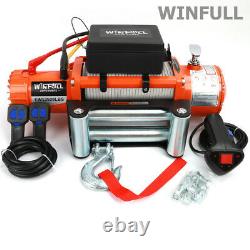 Electric Recovery Winch 12v 13500lb Heavy Duty Steel Cable, 4x4 Car WINFULL