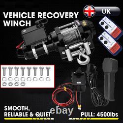 Electric Winch 12v 4500lbs Steel Cable Heavy Duty ATV Fairlead Remote Control UK
