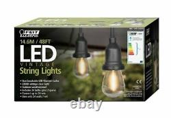 Feit 48ft (14.6m) Heavy Duty LED Waterproof String Lights Set + 26 Bulbs