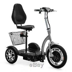 Folding 3 Wheel Electric Mobility Scooter Tricycle Trike Silver VELECO ZT16