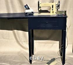 Frister Rossmann Heavy Duty vintage fold down electric sewing machine in cabinet