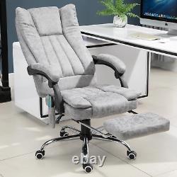 Grey Office Chair Heated Massage Electric Vibration Recliner Footrest Gaming