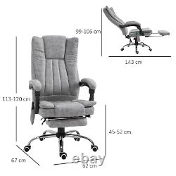 Grey Office Chair Heated Massage Electric Vibration Recliner Footrest Gaming