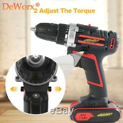 Heavy Duty Cordless Drill Screwdriver Electric Drill Fast ChargeR 21V Tool Set