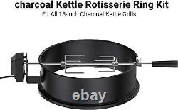 Heavy Duty Steel BBQ Rotisserie Ring Kit w Electric Motor Fits 47cm Kettle Grill