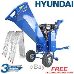 Hyundai 7hp Petrol Wood Chipper Heavy Duty ELECTRIC START HYCH7070E-2 Inc Ramps