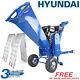 Hyundai 7hp Petrol Wood Chipper Heavy Duty Electric Start Hych7070e-2 Inc Ramps