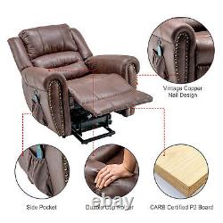 Large Power Lift Recliner Heavy Duty Electric Faux Leather Massage Heat Chair