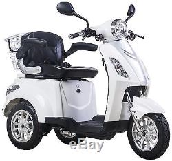 NEW 3 Wheeled WHITE ZT15B 20AH 500W Electric Mobility Scooter FREE FAST DELIVERY