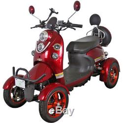 New Red 4 Wheeled Electric Mobility Scooter Unique 60V 100AH 500W Green Power