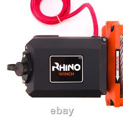 Rhino Electric Winch 12v 17500lbs Steel Cable Heavy Duty Recovery Mounting Plate