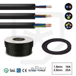 Rubber Cable 2 & 3 core 1.5 & 2.5mm HO7RN-F Heavy Duty Camping Pond Outdoor