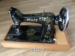 Vintage Pfaff 30 Heavy Duty Electric Sewing Machine, Foot Pedal & Light, Cover